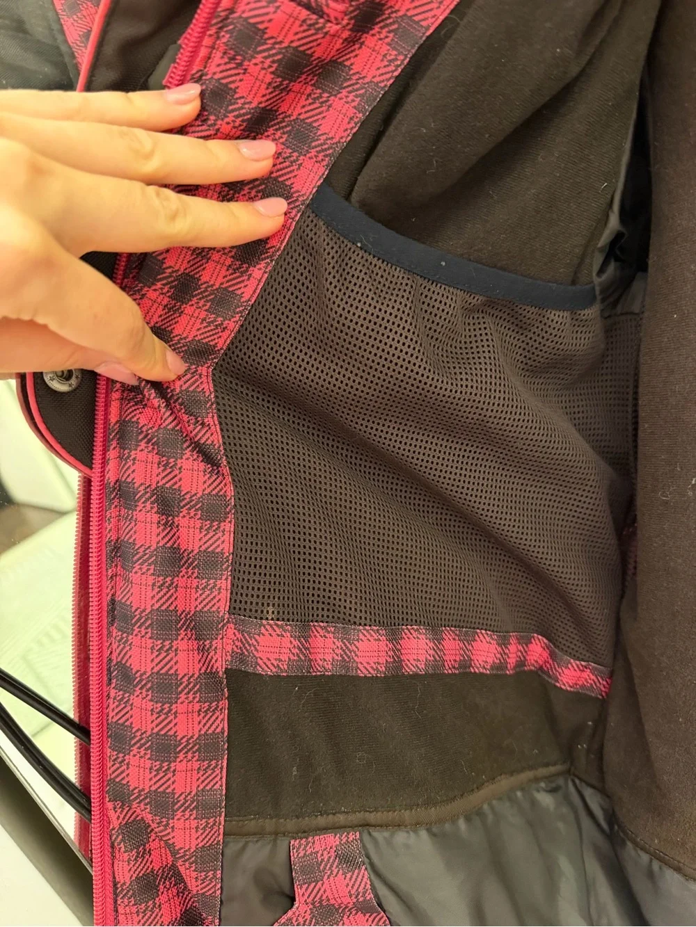 Airwalk Kids Pink and Black Plaid Hooded Puffer Jacket